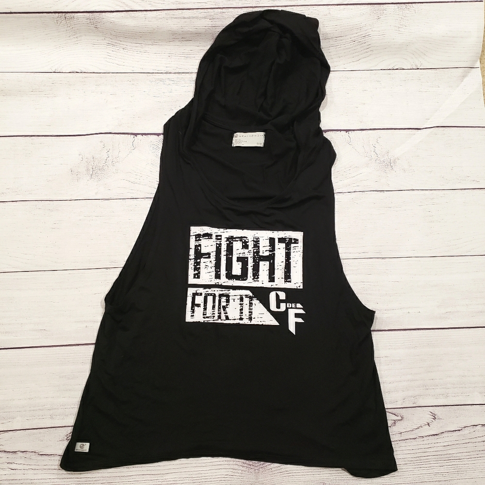 Fight For It Black Hooded Tank Top